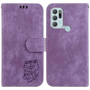 For Motorola Moto G60S Little Tiger Embossed Leather Phone Case(Purple)