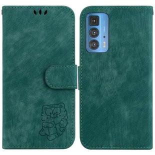 For Motorola Edge 20 Pro Little Tiger Embossed Leather Phone Case(Green)