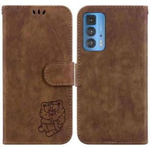 For Motorola Edge 20 Pro Little Tiger Embossed Leather Phone Case(Brown)