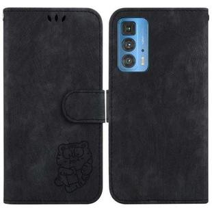 For Motorola Edge 20 Pro Little Tiger Embossed Leather Phone Case(Black)