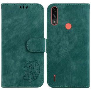 For Motorola Moto E7 Power / E7i Power Little Tiger Embossed Leather Phone Case(Green)