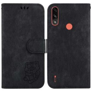 For Motorola Moto E7 Power / E7i Power Little Tiger Embossed Leather Phone Case(Black)