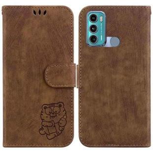 For Motorola Moto G60 / G40 Fusion Little Tiger Embossed Leather Phone Case(Brown)