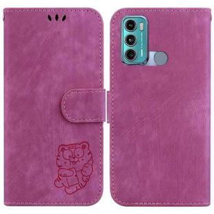 For Motorola Moto G60 / G40 Fusion Little Tiger Embossed Leather Phone Case(Rose Red)