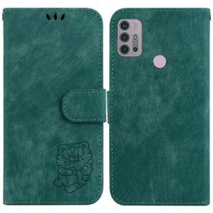 For Motorola Moto G30/G10/G20 Little Tiger Embossed Leather Phone Case(Green)