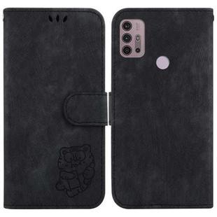 For Motorola Moto G30/G10/G20 Little Tiger Embossed Leather Phone Case(Black)