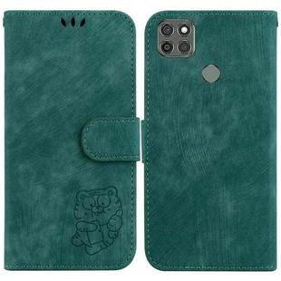 For Motorola Moto G9 Power Little Tiger Embossed Leather Phone Case(Green)