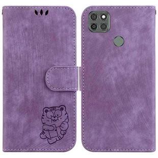 For Motorola Moto G9 Power Little Tiger Embossed Leather Phone Case(Purple)