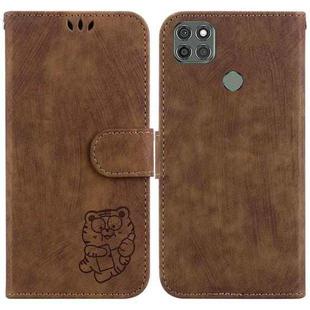 For Motorola Moto G9 Power Little Tiger Embossed Leather Phone Case(Brown)