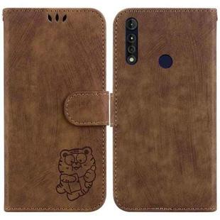 For Motorola Moto G8 Power Lite Little Tiger Embossed Leather Phone Case(Brown)