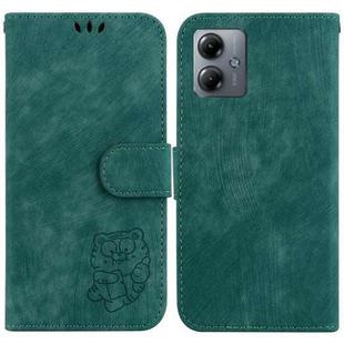 For Motorola Moto G14 Little Tiger Embossed Leather Phone Case(Green)