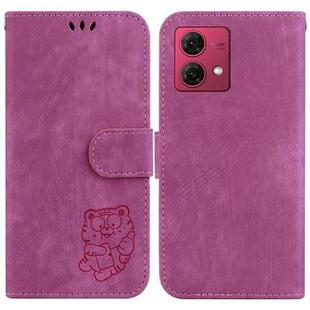 For Motorola Moto G84 Little Tiger Embossed Leather Phone Case(Rose Red)