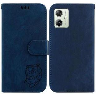 For Motorola Moto G54 Little Tiger Embossed Leather Phone Case(Dark Blue)