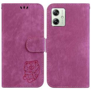 For Motorola Moto G54 Little Tiger Embossed Leather Phone Case(Rose Red)