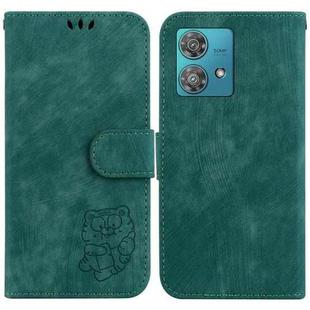 For Motorola Edge 40 Neo Little Tiger Embossed Leather Phone Case(Green)