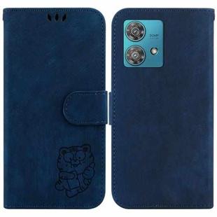 For Motorola Edge 40 Neo Little Tiger Embossed Leather Phone Case(Dark Blue)