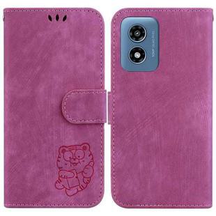 For Motorola Moto G Play 4G 2024 Little Tiger Embossed Leather Phone Case(Rose Red)