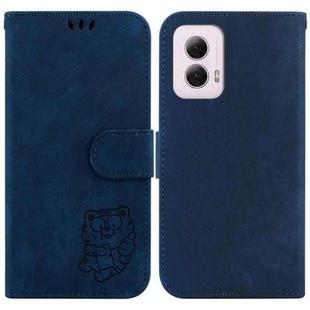 For Motorola Moto G Power 5G 2024 Little Tiger Embossed Leather Phone Case(Dark Blue)