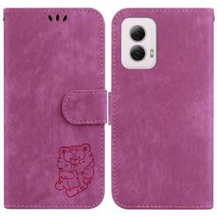 For Motorola Moto G Power 5G 2024 Little Tiger Embossed Leather Phone Case(Rose Red)