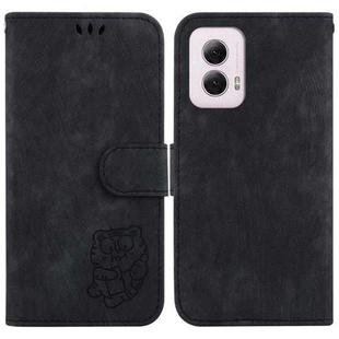 For Motorola Moto G Power 5G 2024 Little Tiger Embossed Leather Phone Case(Black)