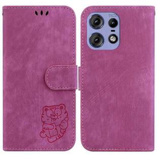 For Motorola Edge 50 Pro Little Tiger Embossed Leather Phone Case(Rose Red)