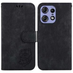 For Motorola Edge 50 Pro Little Tiger Embossed Leather Phone Case(Black)