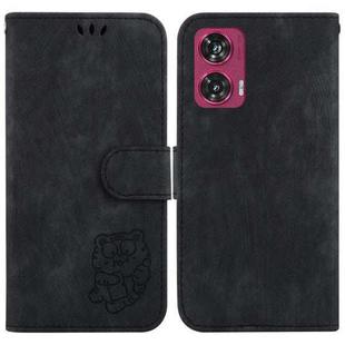 For Motorola Edge 50 Fusion Little Tiger Embossed Leather Phone Case(Black)