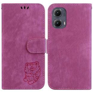 For Motorola Edge 2024 Little Tiger Embossed Leather Phone Case(Rose Red)