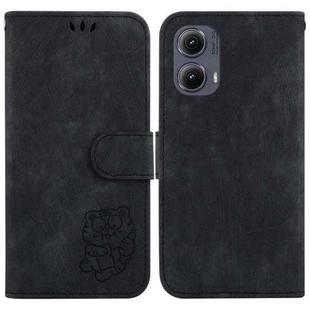 For Motorola Edge 2024 Little Tiger Embossed Leather Phone Case(Black)