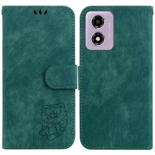 For Motorola Moto G04s / Moto E14 Little Tiger Embossed Leather Phone Case(Green)