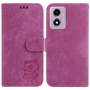 For Motorola Moto G04s / Moto E14 Little Tiger Embossed Leather Phone Case(Rose Red)