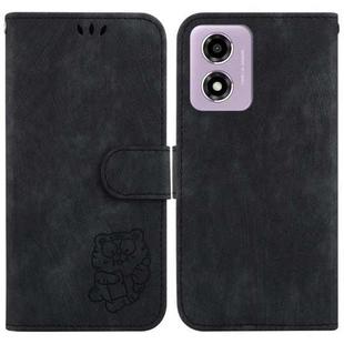 For Motorola Moto G04s / Moto E14 Little Tiger Embossed Leather Phone Case(Black)