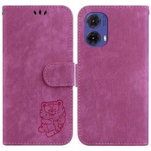 For Motorola Moto G85 Little Tiger Embossed Leather Phone Case(Rose Red)