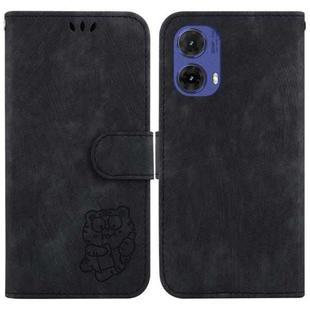 For Motorola Moto G85 Little Tiger Embossed Leather Phone Case(Black)