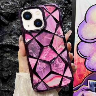 For iPhone 14 Plus Water Cube Marble Electroplating TPU Phone Case(Purple)