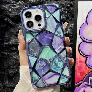 For iPhone 14 Pro Water Cube Marble Electroplating TPU Phone Case(Blue)