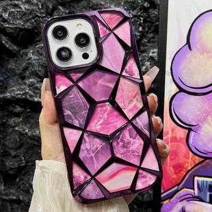 For iPhone 14 Pro Max Water Cube Marble Electroplating TPU Phone Case(Purple)