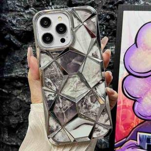 For iPhone 13 Pro Water Cube Marble Electroplating TPU Phone Case(Silver)