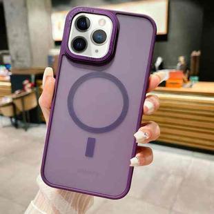 For iPhone 11 Pro Imitation Metal Frosted Skin Feel Acrylic MagSafe Phone Case(Deep Purple)