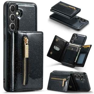 For Samsung Galaxy S23 FE 5G DG.MING M3 Series Glitter Powder Card Bag Leather Case(Black)