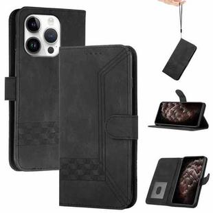 For iPhone 16 Pro Cubic Skin Feel Flip Leather Phone Case(Black)