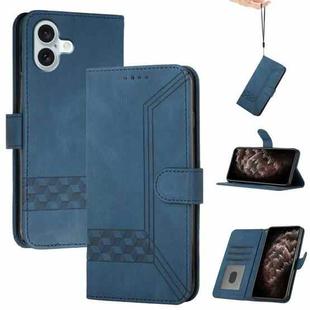 For iPhone 16 Plus Cubic Skin Feel Flip Leather Phone Case(Blue)