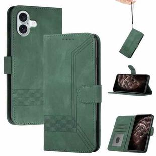 For iPhone 16 Plus Cubic Skin Feel Flip Leather Phone Case(Green)