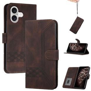 For iPhone 17 Cubic Skin Feel Flip Leather Phone Case(Brown)
