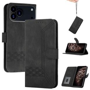 For iPhone 17 Pro Max Cubic Skin Feel Flip Leather Phone Case(Black)