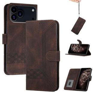 For iPhone 17 Pro Max Cubic Skin Feel Flip Leather Phone Case(Brown)