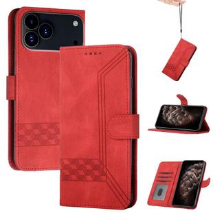 For iPhone 17 Pro Max Cubic Skin Feel Flip Leather Phone Case(Red)