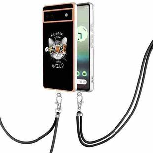 For Google Pixel 6a Electroplating Dual-side IMD Phone Case with Lanyard(Natural Growth)