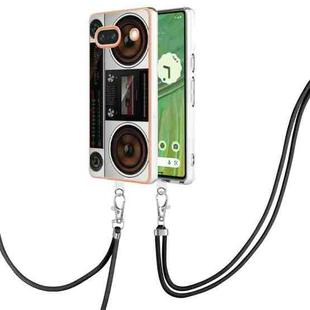 For Google Pixel 7a Electroplating Dual-side IMD Phone Case with Lanyard(Retro Radio)