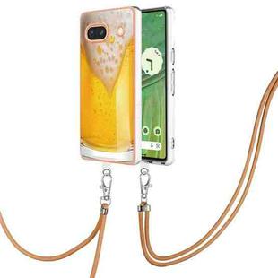 For Google Pixel 7a Electroplating Dual-side IMD Phone Case with Lanyard(Draft Beer)